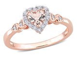 5/8 Carat (ctw) Morganite Heart Promise Ring in Rose Plated Sterling Silver